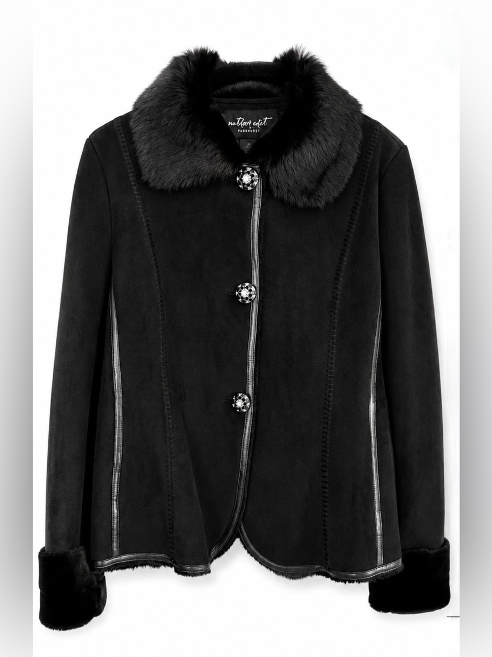 Outdoor Edition by Parkhurst Black Faux Fur Trim Fully Lined Jacket, XL, NWT